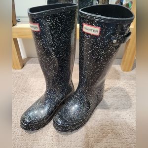Hunter Original Giant Glitter Girls Rain Boots Size 5